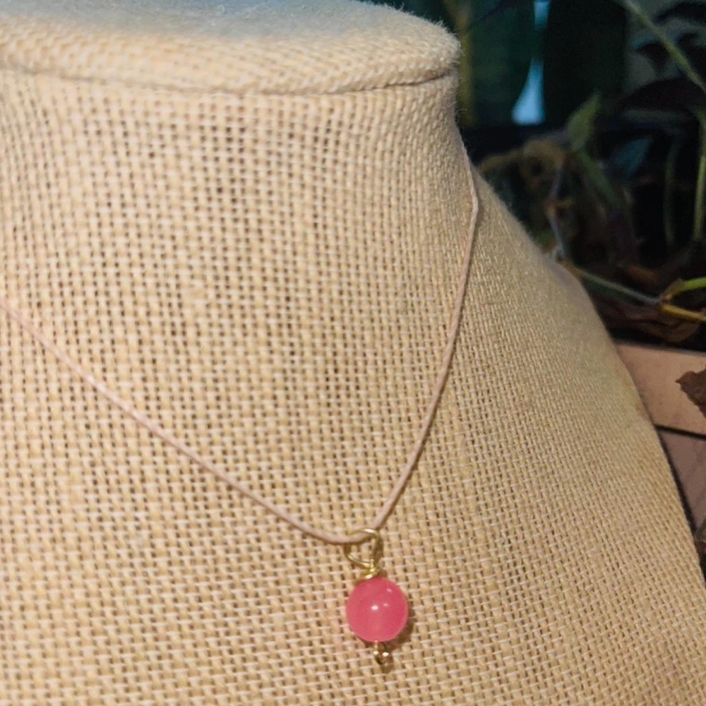 Pink jade crystal necklace